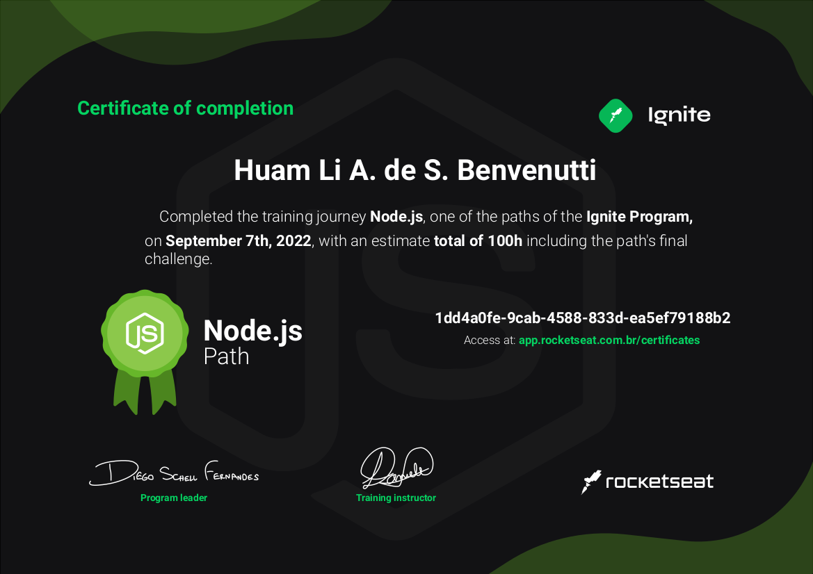 Certificado: Ignite - Trilha Node